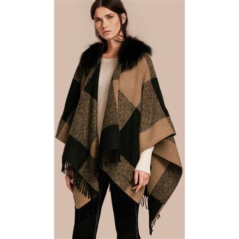 burberry replica ponchos|burberry fur trimmed poncho.